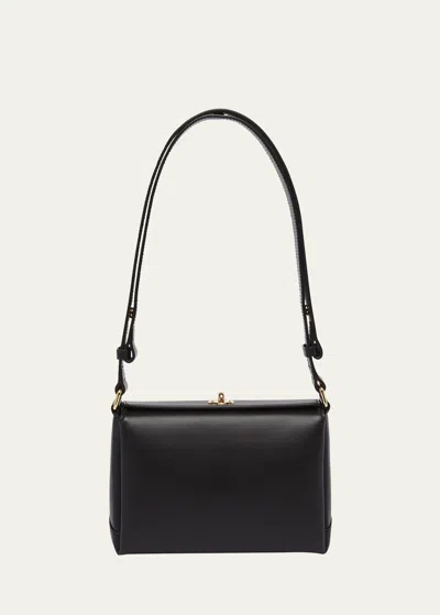 Plan C Folded Medium Leather Shoulder Bag In Black