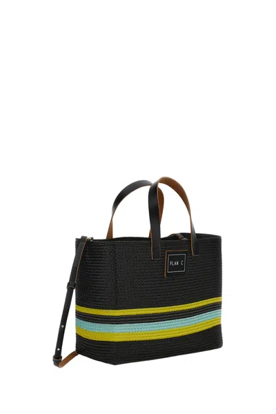 Plan C Small Straw Shopper Bag In Multi
