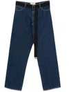 Plan C Belted Wide-leg Denim Trousers In Blau