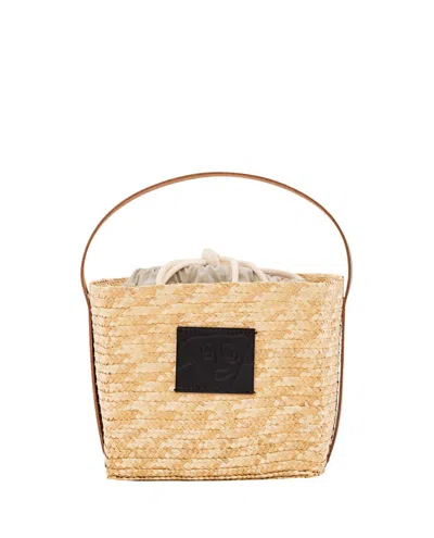 Plan C Straw Basket Bag In Neutrals