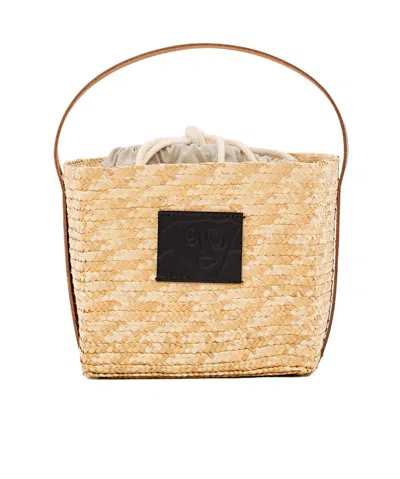 Plan C Straw Basket In Beige