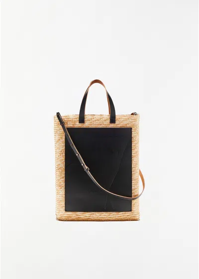 Plan C Straw Medium Shopper In Brown