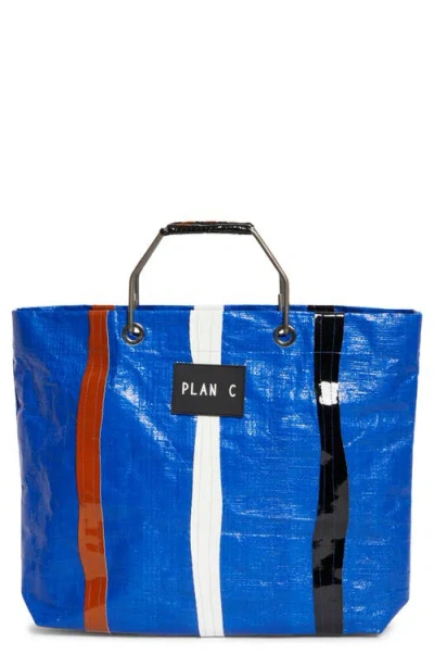 Plan C Stripe Shopper Tote In Blue