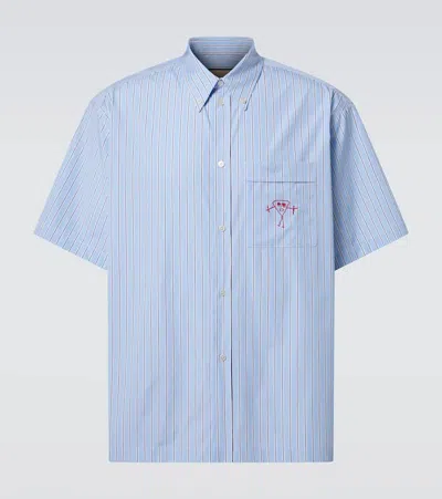 PLAN C STRIPED COTTON OOPLIN SHIRT
