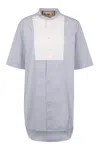 Plan C Striped Pattern Cotton Shirt