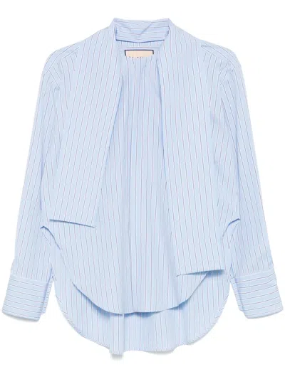 Plan C Striped Cotton Shirt In Blue
