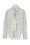 Plan C Striped Cotton Shirt With Front Closure In White