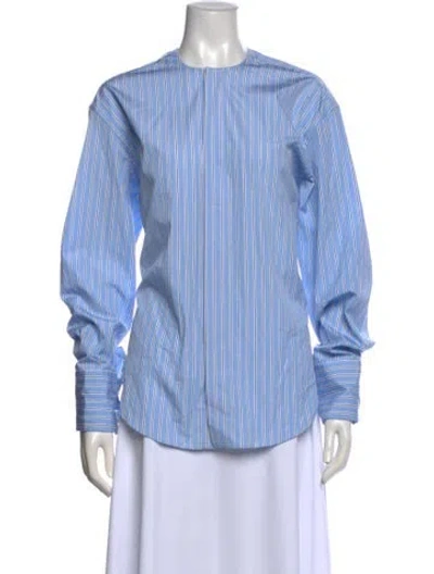 Pre-owned Plan C Striped Crew Neck Blouse W/ Tags In Multi