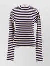 PLAN C STRIPED CREW NECK LONG SLEEVE TOP