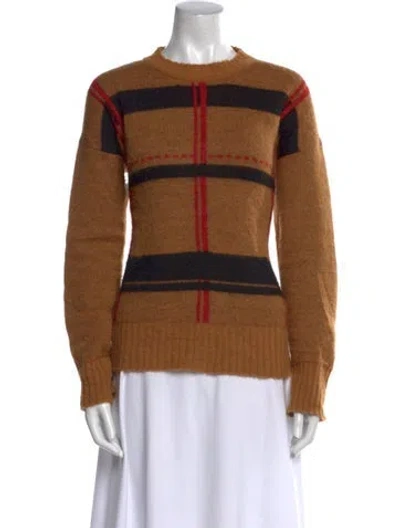 Pre-owned Plan C Striped Crew Neck Sweater In Brown