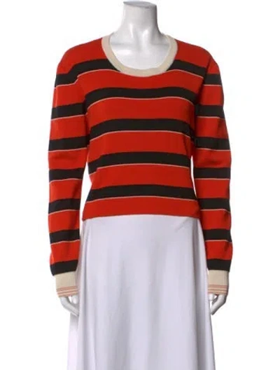 Pre-owned Plan C Striped Crew Neck Sweater In Orange