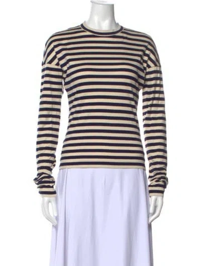 Pre-owned Plan C Striped Crew Neck T-shirt In Blue
