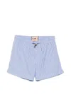 Plan C Striped Drawstring Shorts In Blue
