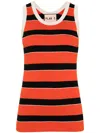 Plan C Striped Knitted Top In Red