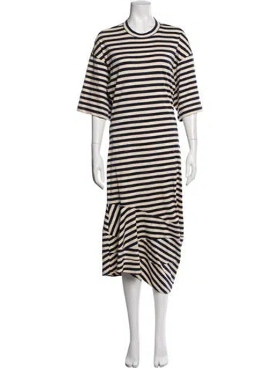 Pre-owned Plan C Striped Long Dress In Neutrals