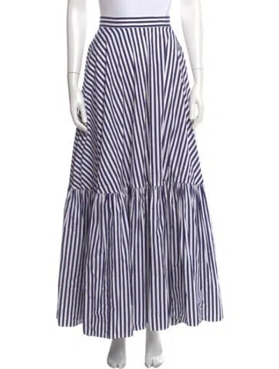 Pre-owned Plan C Striped Long Skirt In White