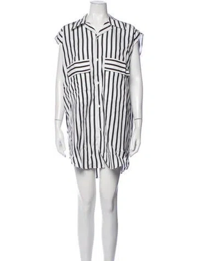 Pre-owned Plan C Striped Mini Dress In White