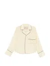 Plan C Striped Piped-trim Shirt In Neutral