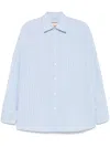Plan C Striped Poplin Shirt In 蓝色