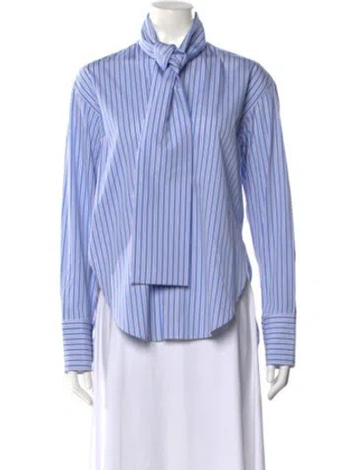 Pre-owned Plan C Striped Tie Neck Blouse W/ Tags In Multi