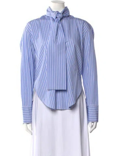 Pre-owned Plan C Striped Tie Neck Blouse W/ Tags In Multi