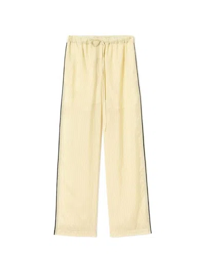 Plan C Striped Trousers In Yellow