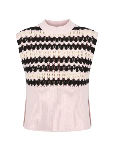 Plan C Striped Vest In Pink