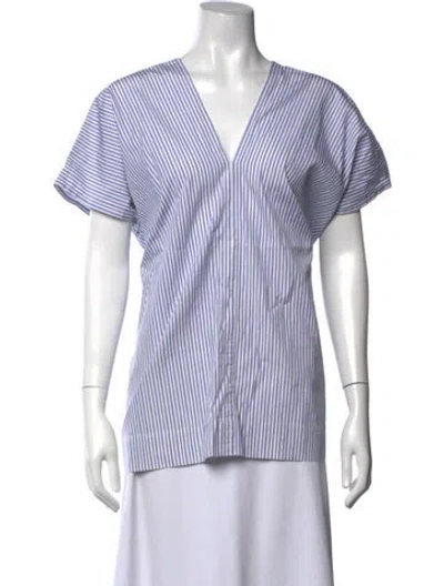 Pre-owned Plan C Striped V-neck Top In Multicolor