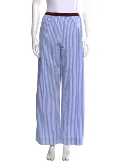 Pre-owned Plan C Striped Wide Leg Pants W/ Tags In Blue