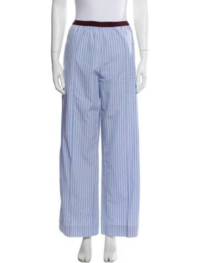 Pre-owned Plan C Striped Wide Leg Pants W/ Tags In Blue