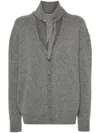 Plan C Ribbed-knit Cardigan In N Grigio Melange