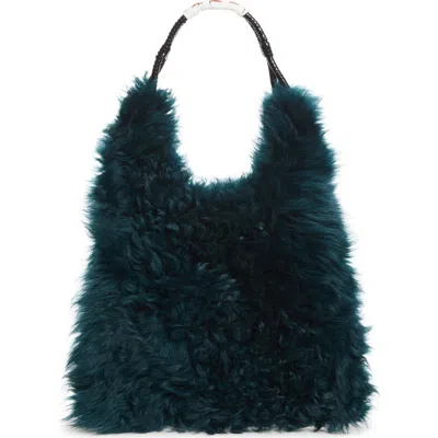 Plan C Tank Top Leather Shopper In Verde Petrolio