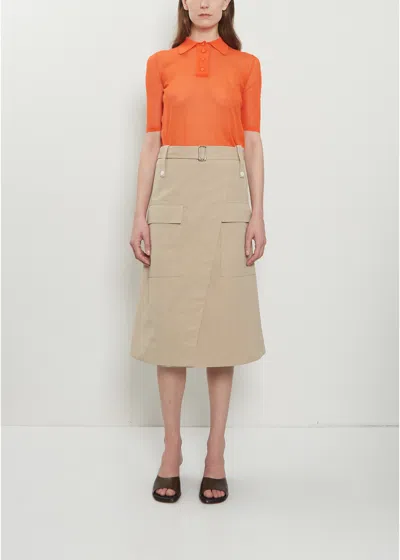 Plan C Technical Twill Cargo Midi Skirt In Sand
