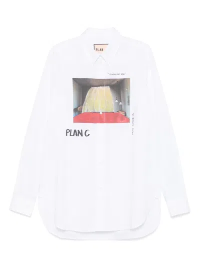 Plan C Tenda Che Vola Hemd Mit Print In Weiss