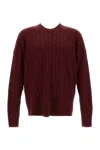 Plan C Textured Checked Wool Sweater In Burgundy