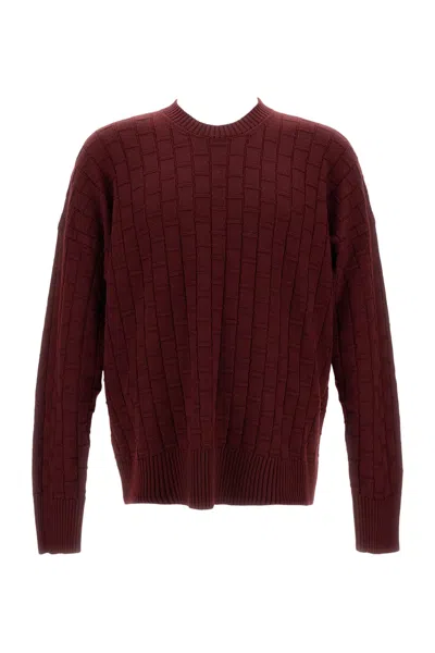 PLAN C TEXTURED CHECKED WOOL SWEATER