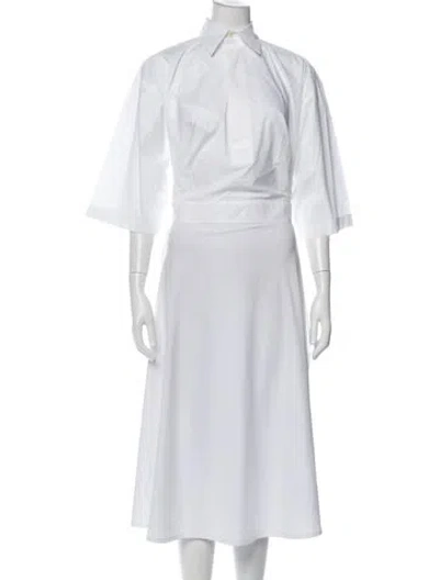 Pre-owned Plan C Three-quarter Sleeve Button-up Top In White