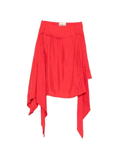 Plan C Tie Detail Skirt In Red