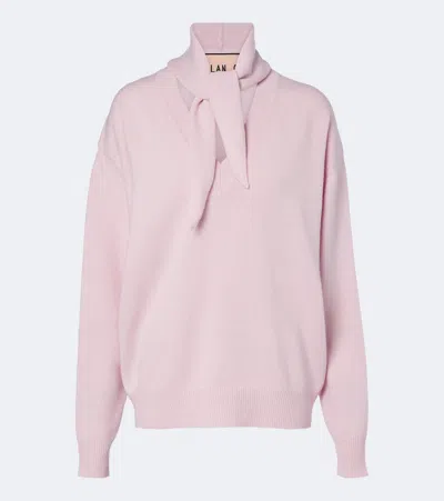 Plan C Tie-neck Wool And Cashmere Sweater In Pink