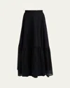 Plan C Tiered Maxi Skirt In Black