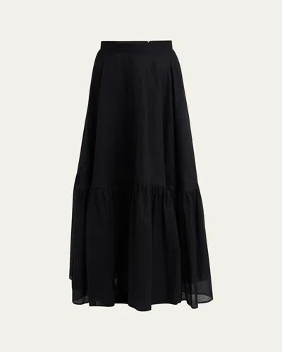 Plan C Tiered Maxi Skirt In Black