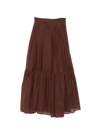 Plan C Tiered Maxi Skirt In Burgundy
