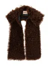 Plan C Tobacco Velour Shearling Stole In Brown
