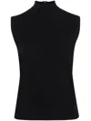 Plan C Mock-neck Jersey Tank Top In N Nero
