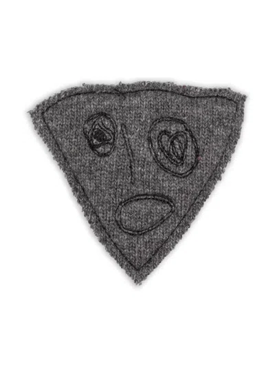 Plan C Triangular Embroidered Pin In Gray