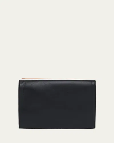 Plan C Trio Flap Leather Shoulder Bag In Black