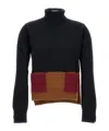 Plan C Turtleneck Colorblock Wool-cashmere Sweater In Black