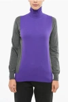 Plan C Two-tone Wool Blen Turtleneck Sweater