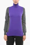 Plan C Two-tone Wool Blen Turtleneck Sweater In Multi