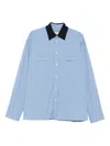 Plan C Two-toned Long-sleeve Shirt In Blue
